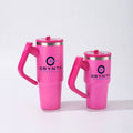 Pink ORYNTA insulated tumbler with rotating handle